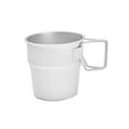 thumbnail image 3 of Tazas de acero inoxidable Taza de té Vasos para beber con asa plegable, Capacidad portátil de 300 ml Apilable Reutilizable para bebidas frías y Blanco Macarena vaso de café, 3 of 8