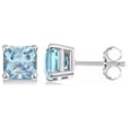 thumbnail image 2 of Paris Jewelry 14k White Gold 2 Ct Created Light Blue Sapphire Princess Cut Stud Earrings Plated, 2 of 2