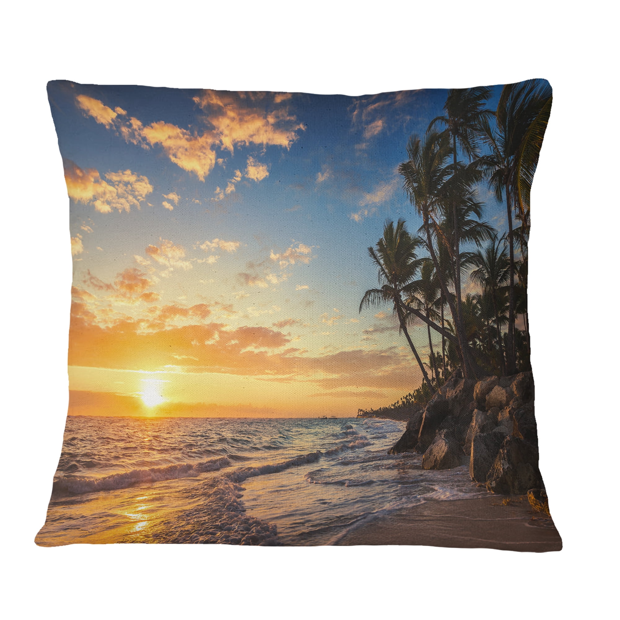 Designart 16" x 16" Blue Polyester Throw Pillow