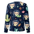 thumbnail image 3 of Hearthz Snap Front Scrub Jackets for Women Stretchy Long Sleeve Animals Pattern Nursing Tops Working Uniforms Printed Scrub Tops Women with Pocket, 3 of 5