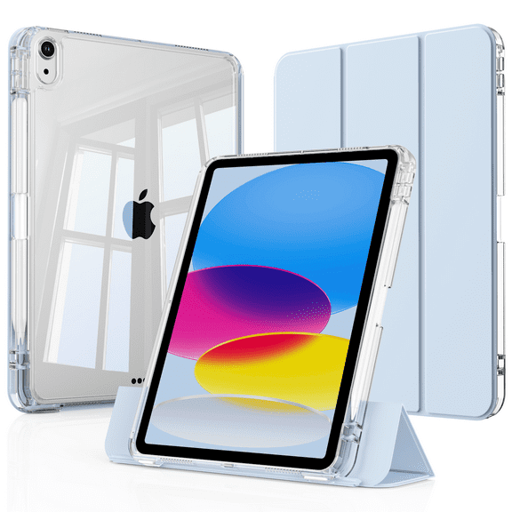 SZPSGC Case for iPad A16 11th/10th Generation 2025/2022 with Pencil Holder, iPad 11/10.9inch Transparent Case, Removable Slide Cover , Auto Sleep/Wake,Wihte