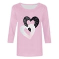thumbnail image 4 of HaoXianJian Valentine's Day Shirt for Women Glitter Love Heart Printed T-Shirt Top 3/4 Sleeve Tee Crew Neck Casual Blouse Tops Size S-2X, 4 of 4
