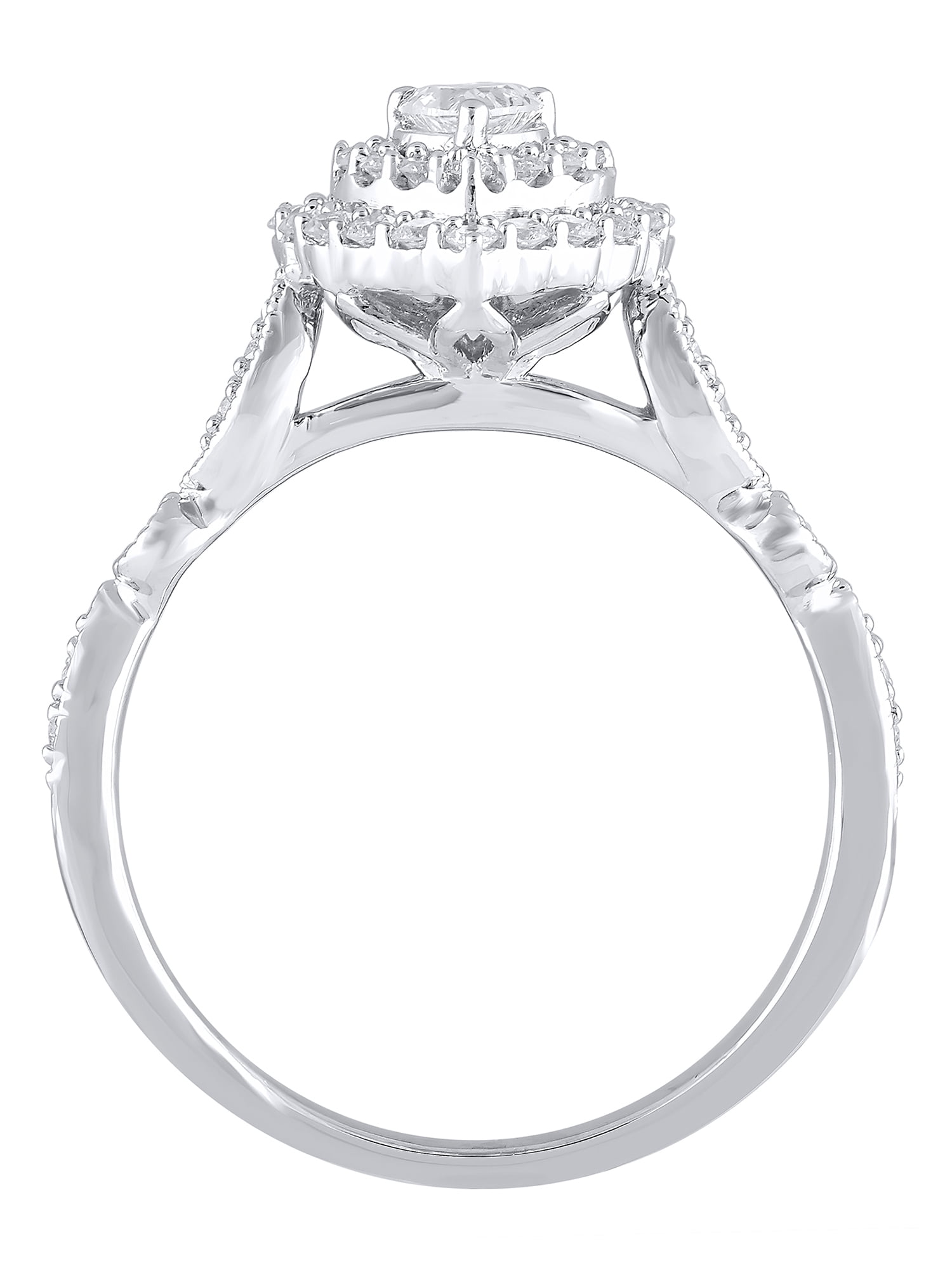 Brilliance Fine Jewelry 1/2 ct Lab Grown Diamond Double Halo Engagement Women Ring Sterling Silver