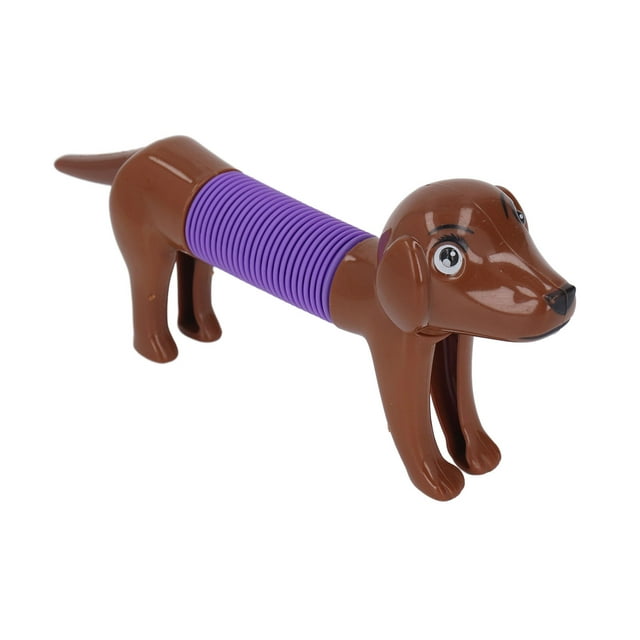 Sensory Toy, Development Promotion Fun Playing Popping Tube Toy Dog Design For Kids White,Brown,Dark Khaki,Light Khaki
