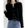 thumbnail image 5 of Womens Long Sleeve Button Up Knit Cardigan Light-Bodied 2026 Crewneck Button Down Sweaters for Women, 5 of 7