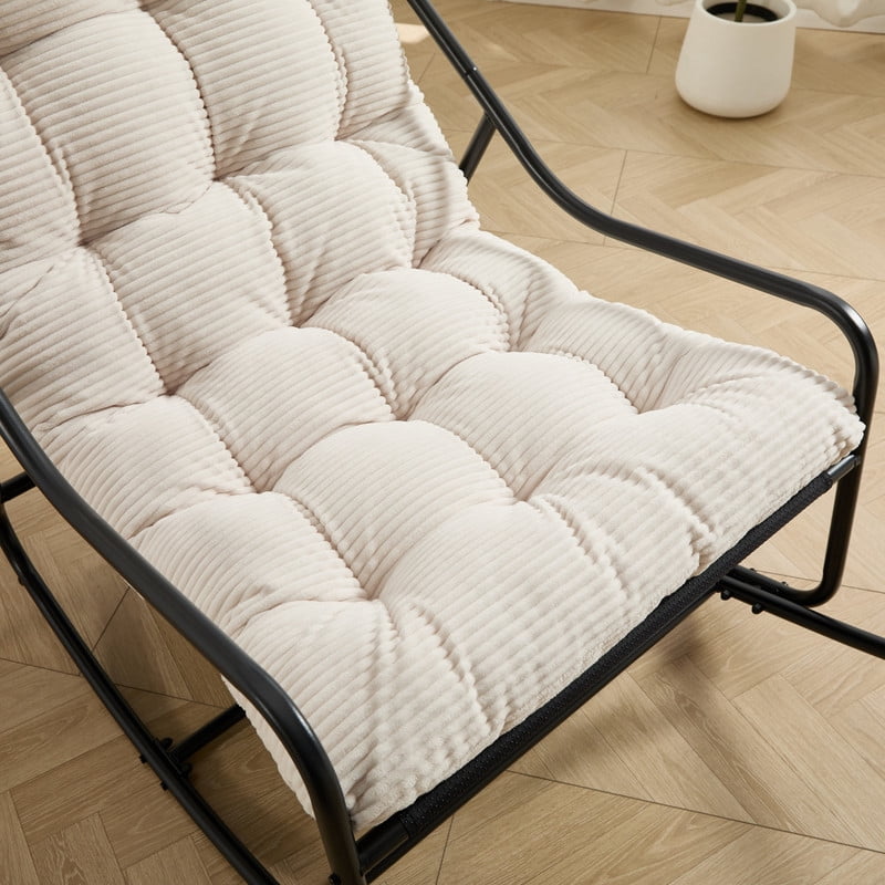 Howcool Patio Rocking Chair with Footrest & Cushion, Curved-Arm Glider Rocking Chair, Indoor Accent Chair