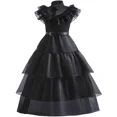 thumbnail image 4 of Vestidos de carnaval Miércoles Addams Disfraz de cosplay para niña 2023 Nuevos vestidos largos de noche de fiesta de malla para adolescentes 5 10 14 años, 4 of 5