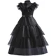 thumbnail image 4 of Vestidos de carnaval Miércoles Addams Disfraz de cosplay para niña 2023 Nuevos vestidos largos de noche de fiesta de malla para adolescentes 5 10 14 años, 4 of 5