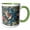 Green/White, variant on 3drose, Ruby Throated Hummingbird Bird William Morris Style Botanical Floral, 11oz Two-tone Blue Mug