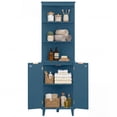 thumbnail image 2 of Costway 68" Tall Corner Bathroom Cabinet with Fluted Doors, Modern Bathroom Floor Storage Cabinet Blue, 2 of 10