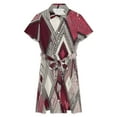 thumbnail image 4 of Abstract Geometric Maroon Pattern Womens Shirt Dresses Women'S Short Sleeve Dress Turn-Down Collar Dress A Line Casuall Dress Oversize(XS-6XL), 4 of 7