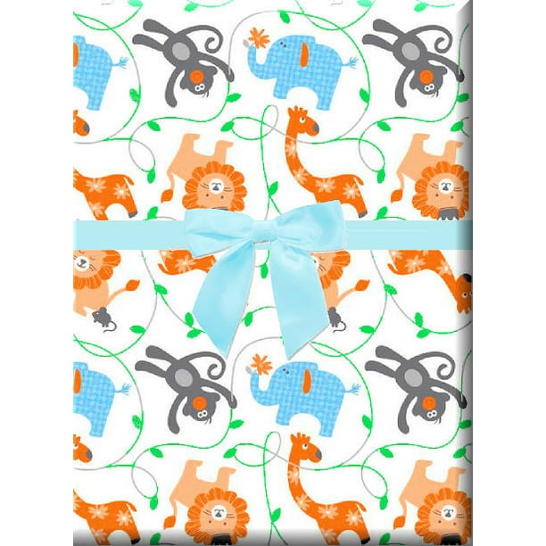 Sweet Safari Jungle Monkey Lion Animals Specialty Gift Wrapping Paper