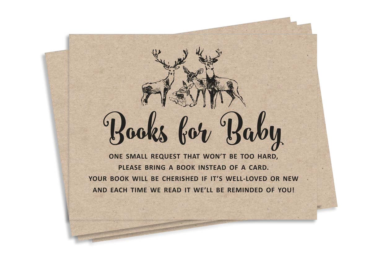 Inkdotpot 30Deer Jungle Animals Baby Shower Rustic Book Request Cards Bring A Book Instead Of A Card Baby Shower Invitations Inserts Games
