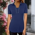 thumbnail image 5 of Jalioing Women's Short Sleeve Casual Shirt Dressy V Neck Collared Golf Shirt Summer Fashion Tunic Blouses, 5 of 6