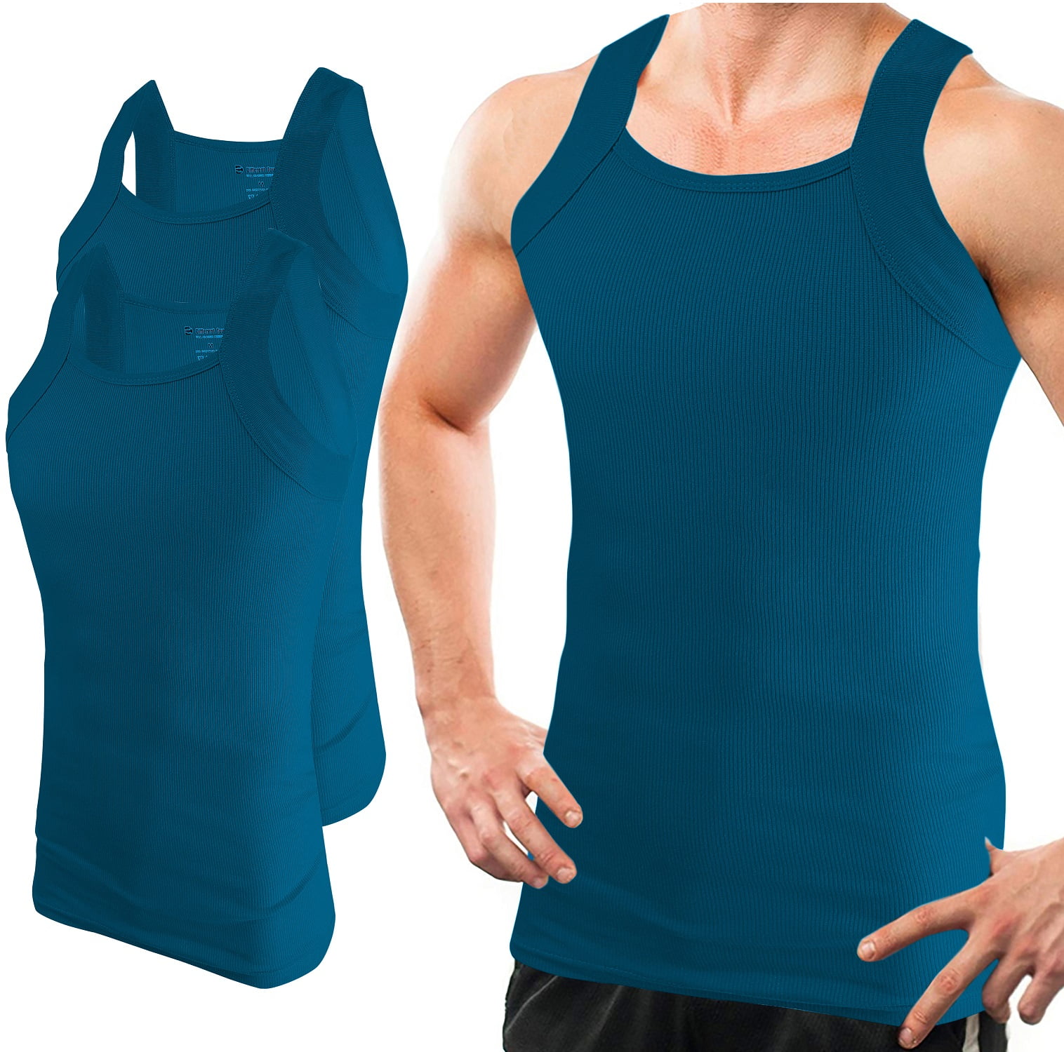 Different Touch 2 Pack Assorted Colors Gunit Tank Tops Square Cut