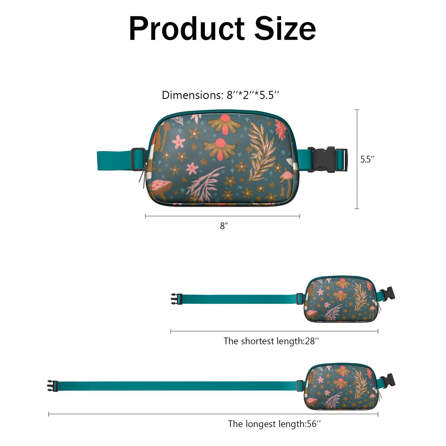 Waist Packs Bag Mushroom Waist Bag Running Belt Bag for Jogging for Women Casual Waist Packs with Adjustable Strap Waterproof Belt Bag for Daily Leisure Music Festival/Event