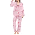 thumbnail image 4 of Audhol Cute Valentines Pjs Women's Winter Spring Home Leisure Valentine's Day Bow Love Loose Imitation Color Ding Pajama Sleepy Pants Set Valentines Pajamas for Women Red S, 4 of 4