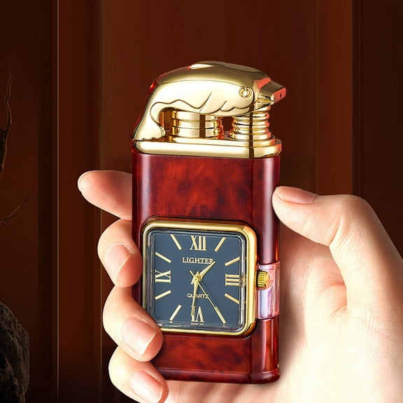 Fankiway Lighters for Candle, Electroplated Direct Fire Fire Genuine Quartz Dial with Visible Window inflatable Windproof Lighter