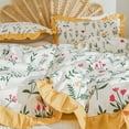 thumbnail image 6 of Move Over White Flowers Duvet Cover Set Queen Botanical Bedding Sets Ruffle Floral Pattern Microfiber No Filling, 6 of 10