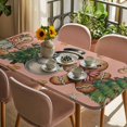 thumbnail image 3 of Pink Christmas Table Cloths for 5 Foot Rectangle Tables, Xmas Tree Gingerbread Snowman Winter Patio Waterproof Elastic Fitted Tablecloths, Washable Rectangular Table Cover for Camping, 3 of 8