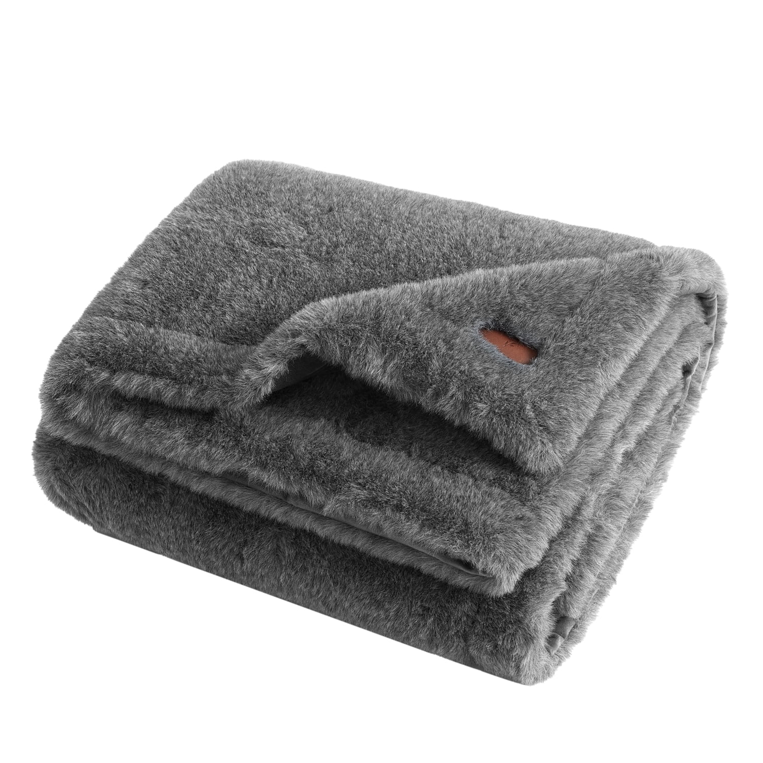 Cozy Haven Luxury Heathered Cationic Faux Fur Oversized Couch Throw Blanket, Grey, 50 x 72 in