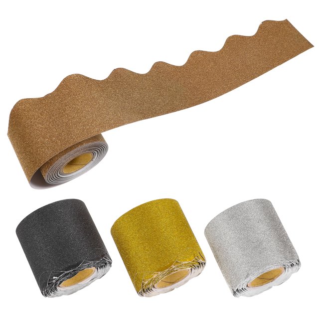 KAKOWELY 4 rollos de borde festoneado para tablero de anuncios, borde decorativo, borde para tablero de pared