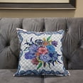 thumbnail image 5 of Flowers Throw Pillow in White Blue 18x18, 5 of 5