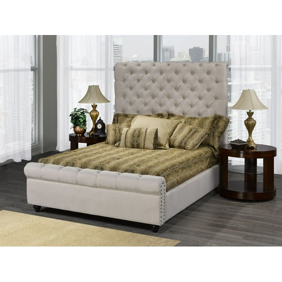 Victoria Queen Platform Bed, Beige