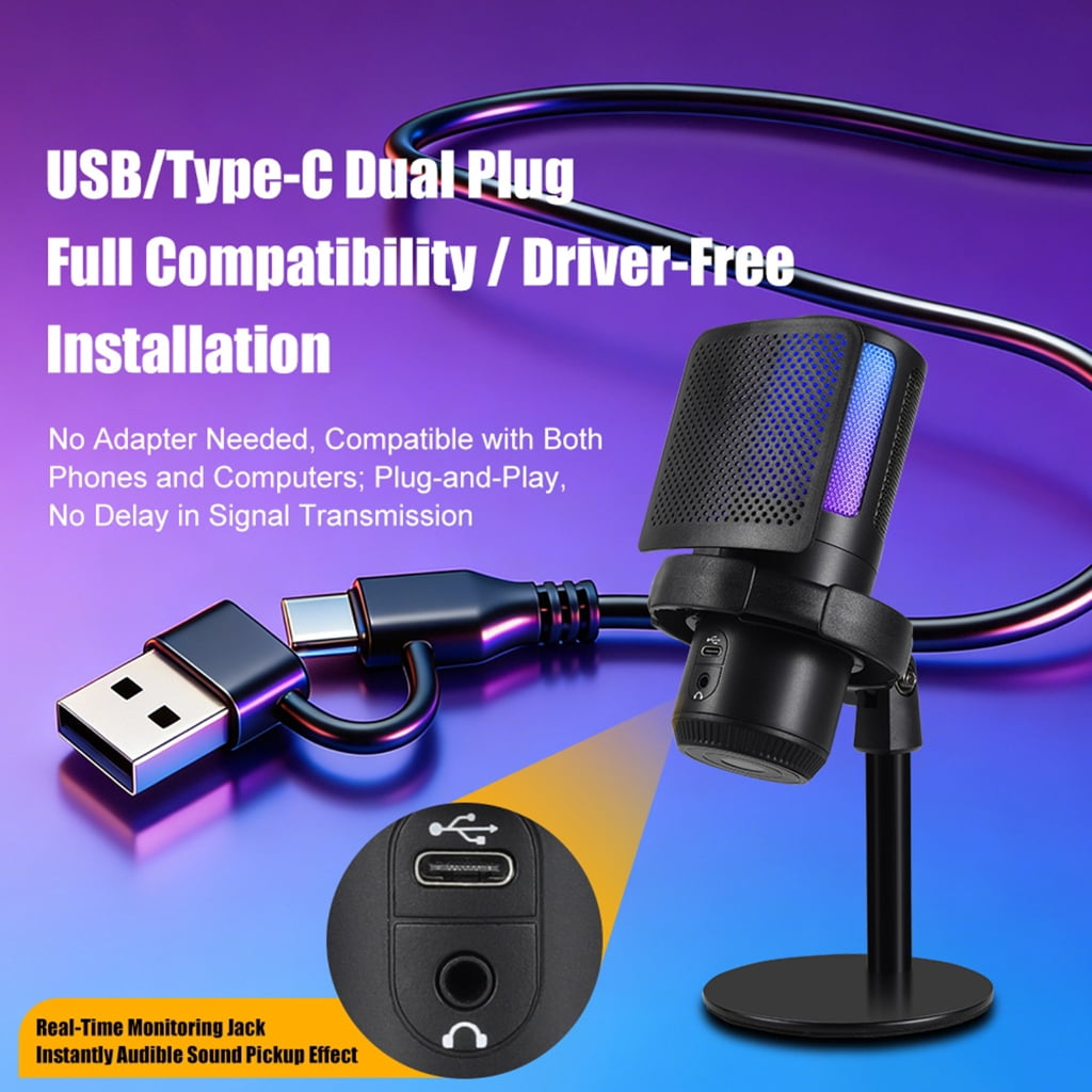Professional USB Microphone Computer Condenser Microphone Suitable For Game Live Video Recording And Recording
