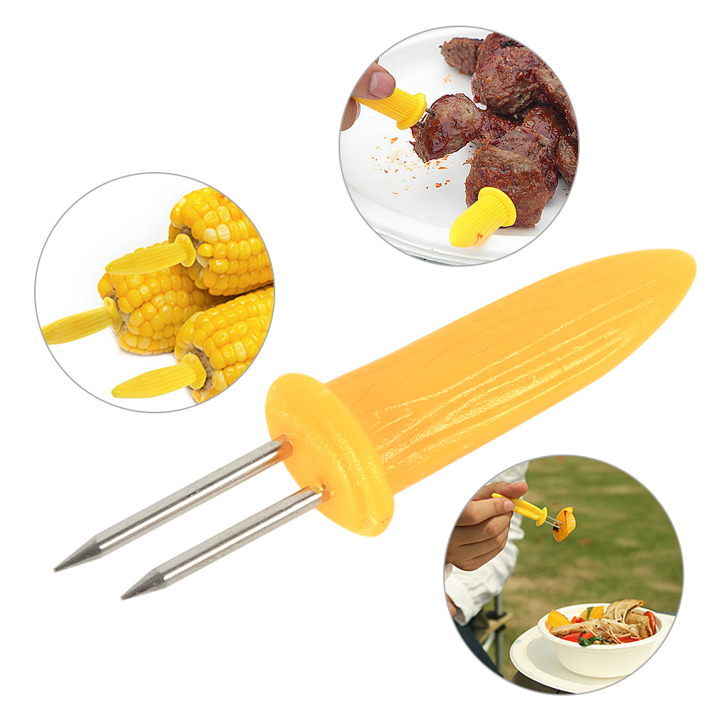 FTVOGUE 8 Pcs Stainless Steel Corn On The Cob Skewers Holder Forks Prongs BBQ Kitchen Home Party