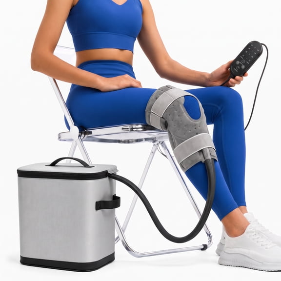 MQ Cold Therapy Machine for Knee, Post-Surgery Cold Therapy System, Programmable Timer Quiet Circulation Pump, Flexible Compression Pad for Knee, Arm, Ankle, Thigh