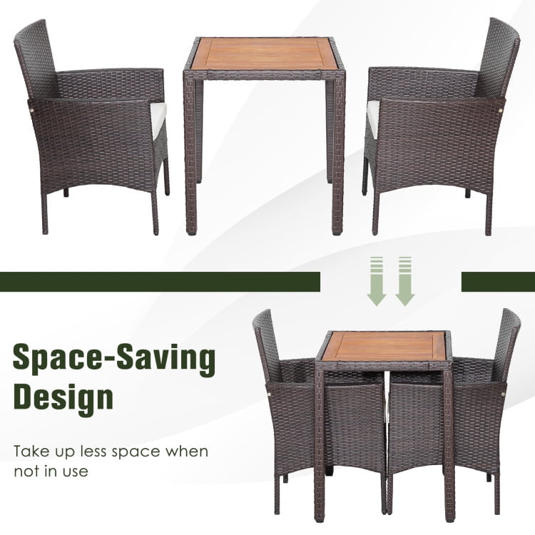 Aimee Lii 3 Pieces Patio Wicker Furniture Set with Acacia Wood Table Top, Outdoor Patio Set Aimee Lii 3 Pieces Patio Wicker Furniture Set with Acacia Wood Table Top, Outdoor Patio Set