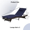 thumbnail image 2 of Modern 76" Outdoor PE Rattan Reclining Chair Set, Lounge Chair Recliner up to 150°, for Beach, Poolside, Garden, Set of 2, Brown Frame, 6 Available Color Cushion, 2 of 6