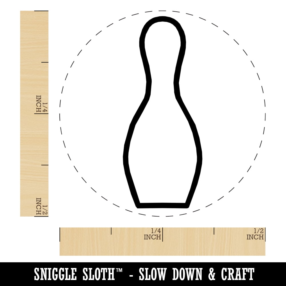 Bowling Pin Outline Self-Inking Rubber Stamp Ink Stamper - Dry Pad (No Ink) - Mini 1/2 Inch