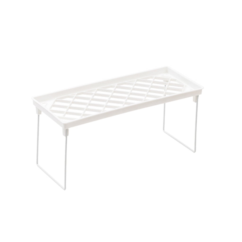 White Wire Stacking Cabinet Shelf Stackable Foldable Space Saving Shelf ...