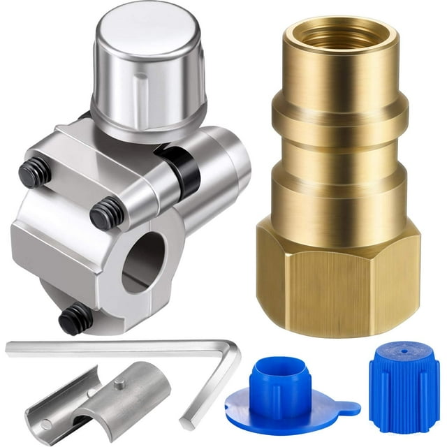 A/C Retrofit Valve with Dust Cap Converts R12 to R134a Fit 7/16 Inch Low Side Port BPV-31 Bullet Piercing Tap Valve Replace for AP4502525, BPV31D, GPV14, GPV31, GPV38, GPV56, MPV31 (2)