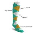 thumbnail image 2 of Golf Knickers Colorful Knee High Argyle Cotton Socks For Men Women and Youth - 5G: Teal/Bronze/White - Mens, 2 of 2