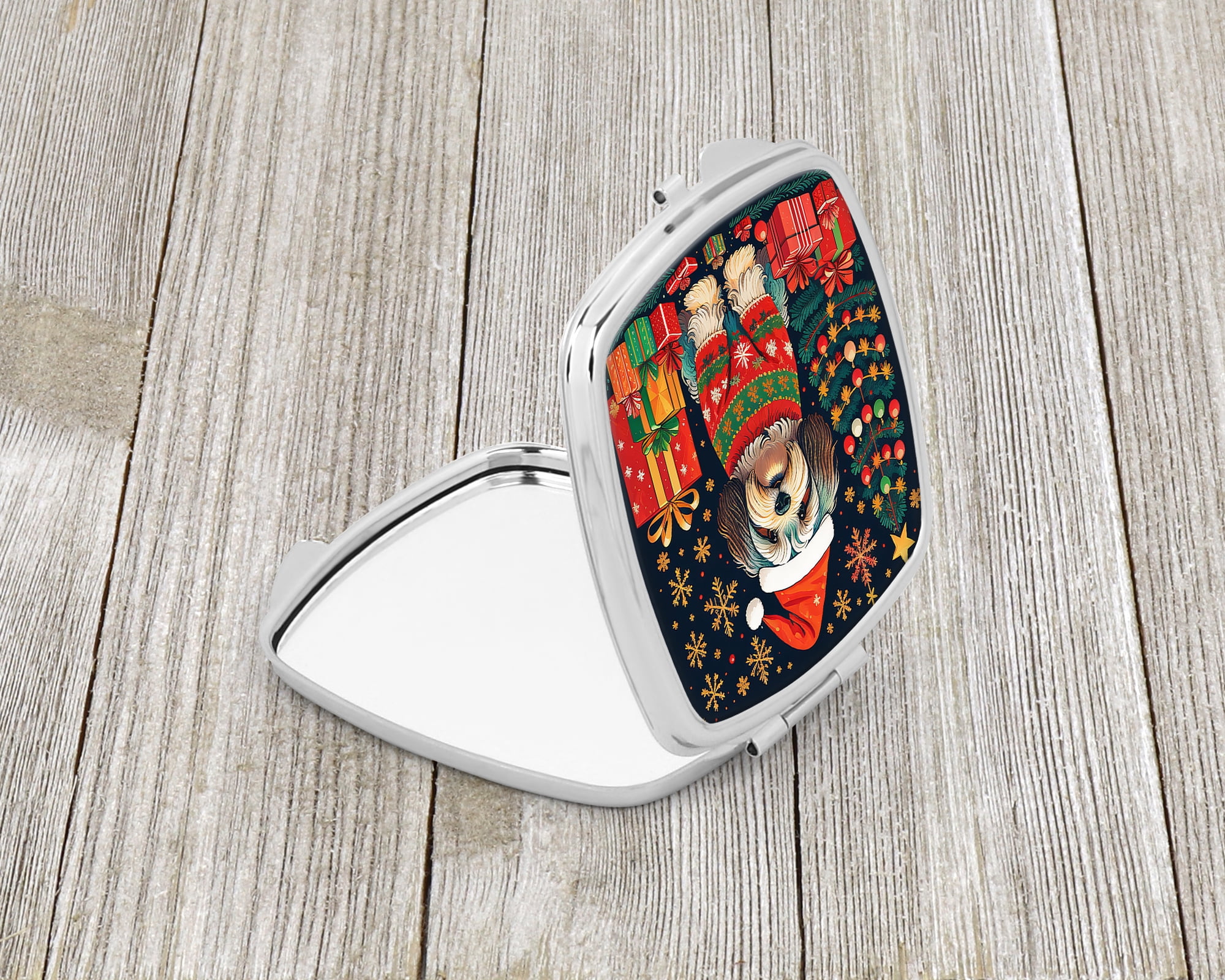 Havanese Christmas Compact Mirror 2.75 in x 3 in