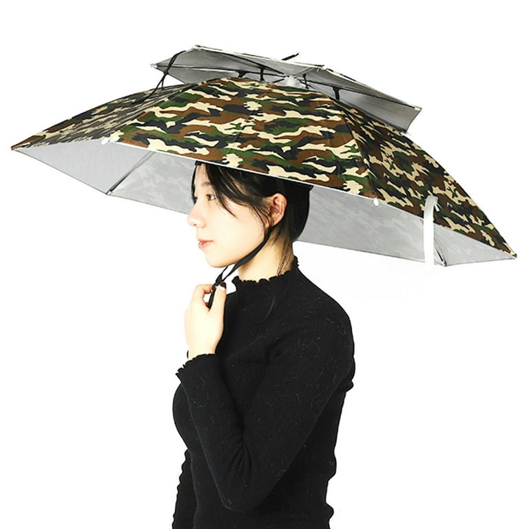 Silvery Layer Windproof Rainproof Fishing Umbrella Hat Head - Temu  Philippines