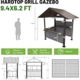 thumbnail image 2 of Miekor 9.4X6.2 FT Hardtop Grill Gazebo, Gable Outdoor Grill Gazebo with Storage Shelves & Resin Shade System, Galvanized Steel Metal Hard top Gazebo for Patio Backyard Garden -Brown No.9032, 2 of 8