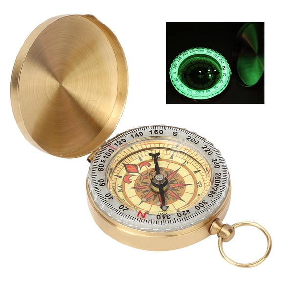 Eotvia Outdoor Luminous Copper Camping Survival Gear Compass with Hanging Ring Souvenir Gift, Copper Compass, Outdoor Compass