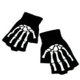 thumbnail image 4 of 1 par de guantes de invierno negros sin dedos con diseño de esqueleto, 4 of 4