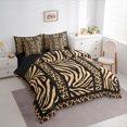 thumbnail image 3 of Homewish Teens Animal Leopard Zebra Print 7-Piece Bedding Comforter Set,Black Yellow King Bedding Sets,Abstract Geometric Stripes Ultra Soft Bed Sheets,Microfiber Bedroom Decor,Reversible, 3 of 8