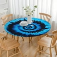 thumbnail image 3 of Blue Tie Dye Mandala Pattern Round Fitted Tablecloth with Elastic Edge,Dining Table Cover Waterproof,Outdoor Round Tablecloth for Camping,Dining,Indoor and Outdoor, 3 of 7