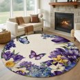 8ft Round Rug Spring Floral Area Rugs for Living Room Bedroom Washable ...