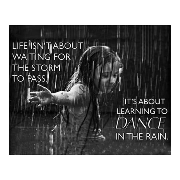 Dance in the Rain - Inspirational Quotes Wall Art poster , Modern Typographic Wall Art Print Is Motivational Wall Decor For Home Wall Art, Office, Studio Decor. Live For Today!