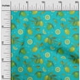 thumbnail image 1 of oneOone Georgette Viscose Turquoise Blue Fabric Lemon Vegetable Sewing Material Print Fabric By The Yard 42 Inch Wide, 1 of 4