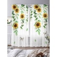 thumbnail image 3 of Sunflower Sheer Curtains 96 Inch Length 2 Panels Set, Butterfly Flowers Green Leaf Watercolor White Voile Window Treatment Semi Sheer Long Curtains Drapes for Bedroom/Living Room/Kitchen 52"x96"x2, 3 of 7