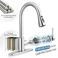 thumbnail image 3 of Vesteel Kitchen Sink Faucet with Pull Down Sprayer, 18/10 Stainless Steel Kitchen Tall Water Faucet Brushed Nickel, Single Handle & Deck Plate, 3 of 8