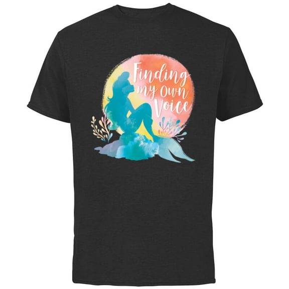 Disney Princess Ariel Finding Your Own Voice - Short Sleeve Cotton T-Shirt for Adults - Customized-Black